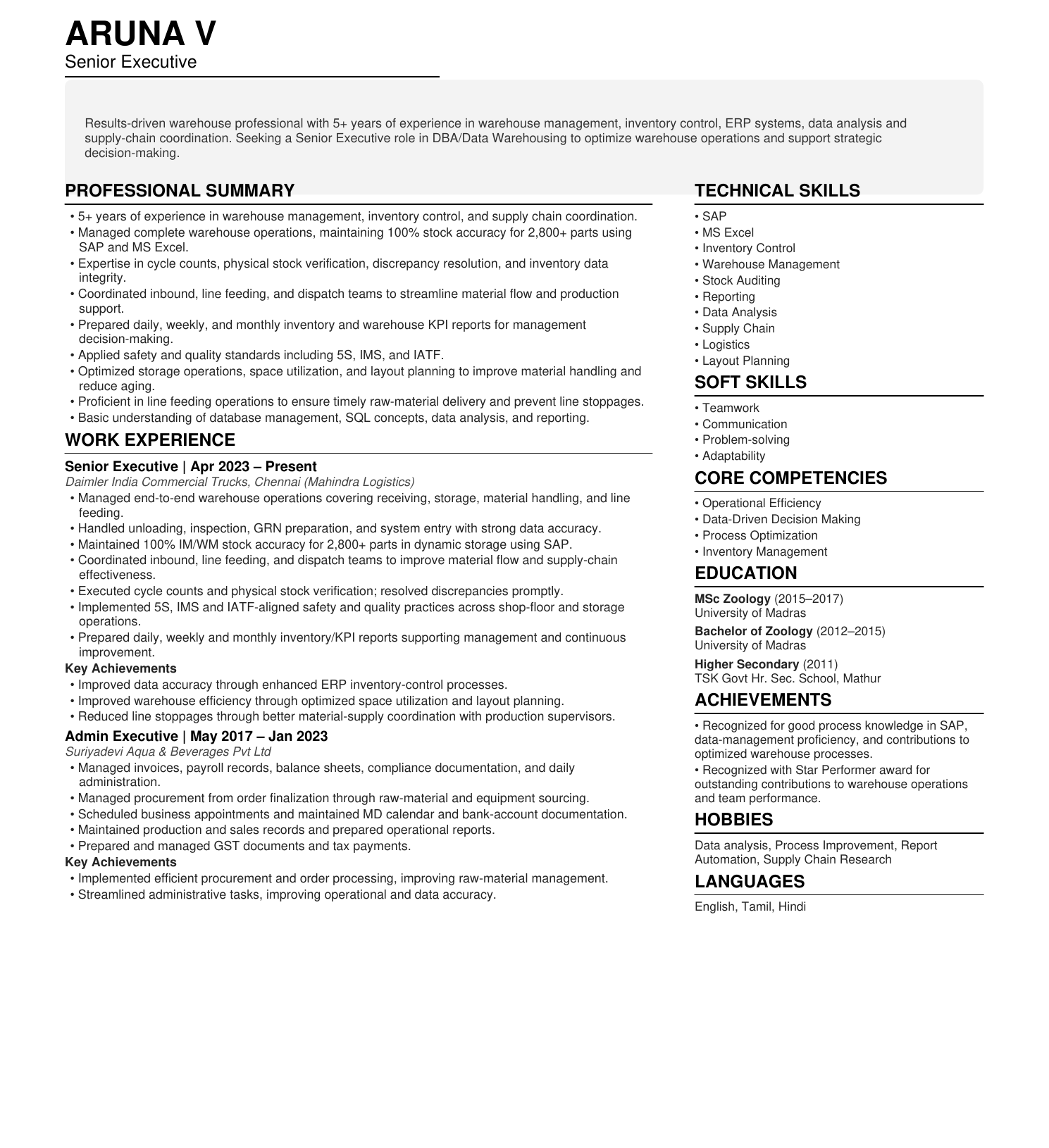 Example of a poorly formatted resume